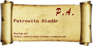 Petrovits Aladár névjegykártya
