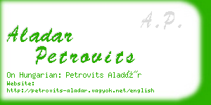 aladar petrovits business card